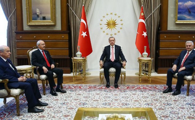 Başbakan Yıldırım, Kılıçdaroğlu ve Bahçeli C.Başkanlığı Sarayı'nda