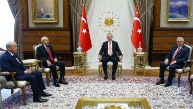 Başbakan Yıldırım, Kılıçdaroğlu ve Bahçeli C.Başkanlığı Sarayı'nda