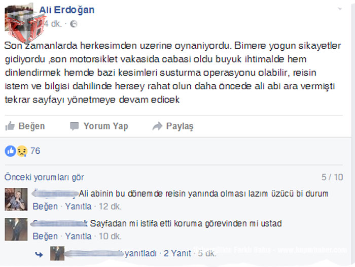 Ali Erdoğan İStifa Mı etti