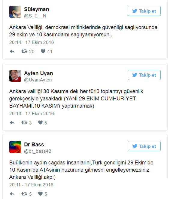 Ankara Yürüyüş yasağı tepkileri