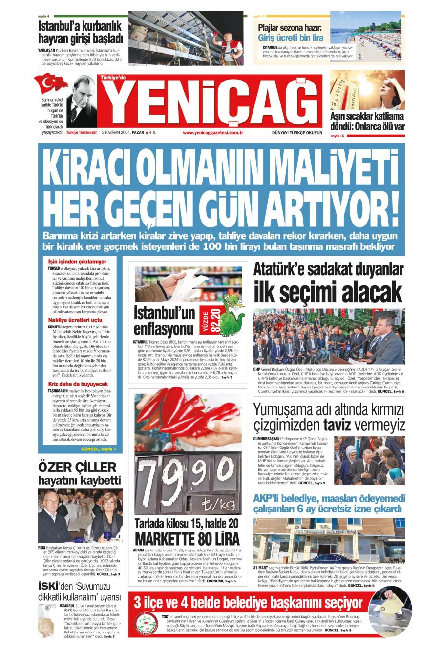 Türkiye'de Yeni Çağ Gazetesi Manşetleri