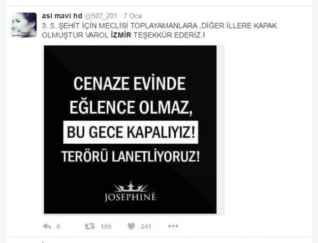Gavur İzmir karar aldı: 'Cenaze evinde eğlence olmaz.'