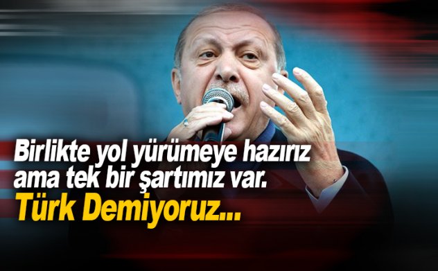 Erdoğan: Birlikte yol yürümeye hazırız bir şartımız var. Türk demiyoruz..