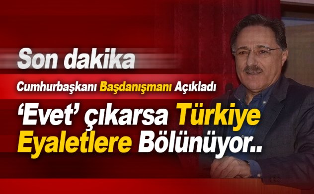 Cumhurbaşkanlığı: Başdanışmanı: 'Evet' çıkarsa Türkiye eyaletlere bölünecek