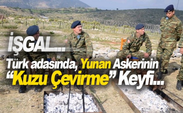 Türk adasında Yunan askerinin 'Kuzu Çevirme' keyfi