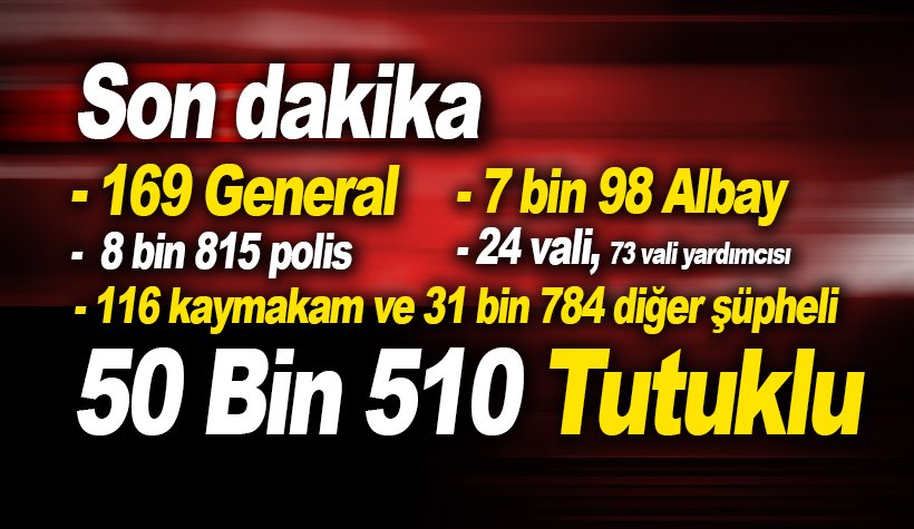 FETÖ Bilançosu: 169 general da dahil 50 bini aşkın tutuklu