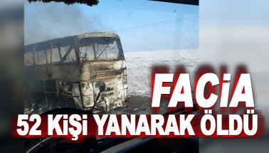 Kazakistan'da facia: Otobüs alev aldı, 52 kişi yanarak öldü