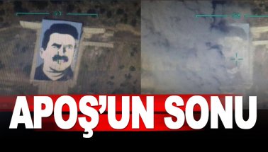APO posteri vuruldu.. Öcalan'ın o posteri havaya uçuruldu..