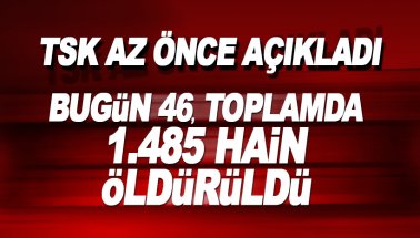 Son dakika:TSK Açıkladı: Bugün 46, Toplamda 1485 hain öldürüldü