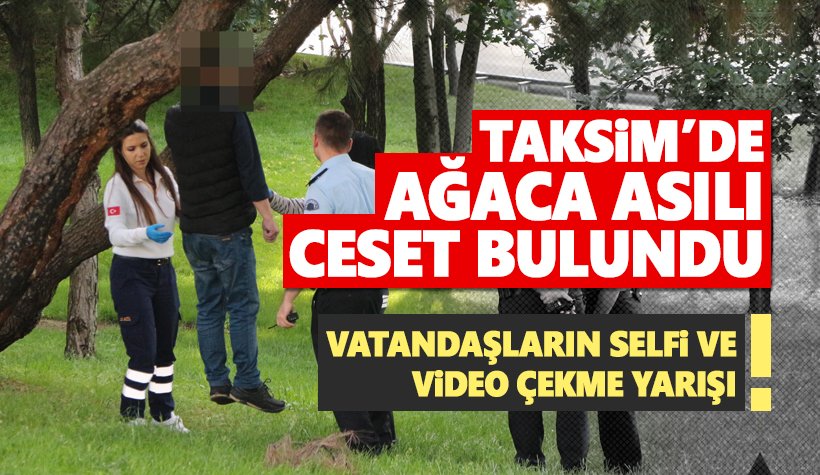 Taksim'de ağaca asılı bulundu. Vatandaşın selfie çekme yarışı!