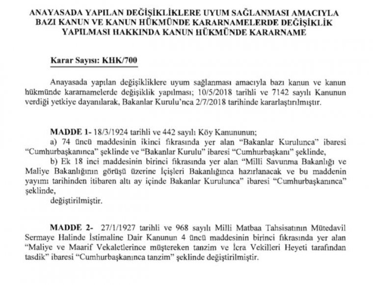 700 Nolu KHK Yayımlandı. İşte Uyum Yasaları değişiklikleri