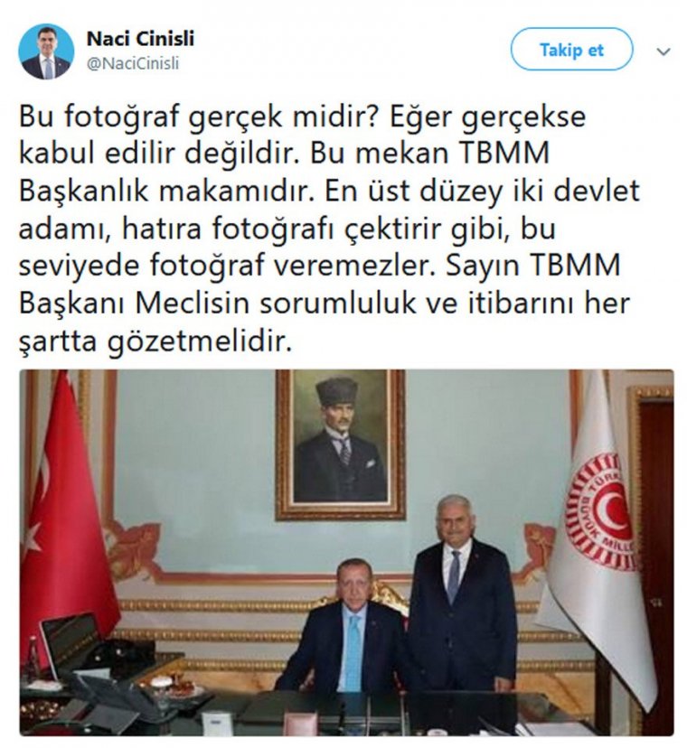Erdoğan ve Yıldırım’ın Meclis fotoğrafına tepki yağdı