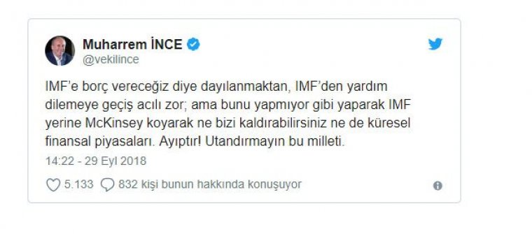 Muharrem İnce’den McKinsey tepkisi: AYIPTIR!