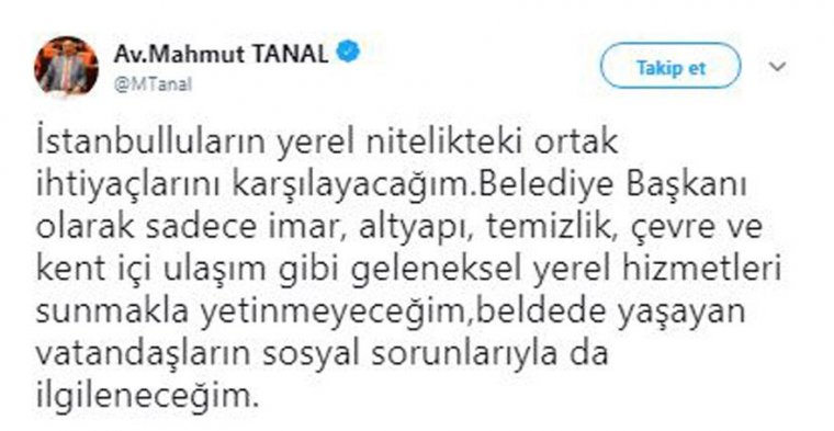 CHP Milletvekili Mahmut Tanal: İstanbul Büyükşehir Belediye Başkanlığına talibim.