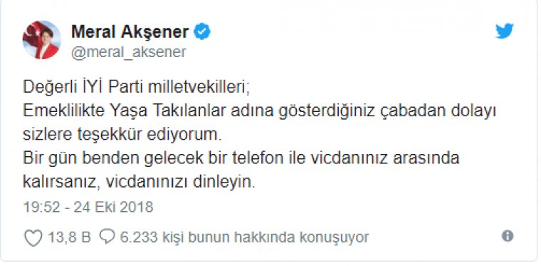Meral Akşener'den MHP'ye telefon ve vicdan göndermesi
