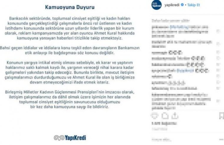 Yapı Kredi Bankası’ndan Ahmet Kural açıklaması: İptal edilmiştir