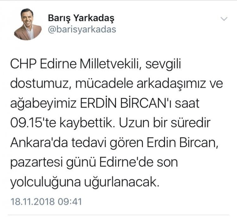 CHP milletvekili Erdin Bircan hayatını kaybetti