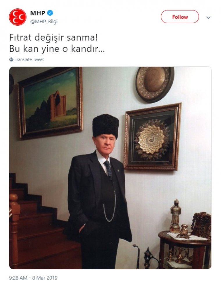 Bahçeli Kalpağı Giyip Poz Verdi: Fıtrat değişir sanma!