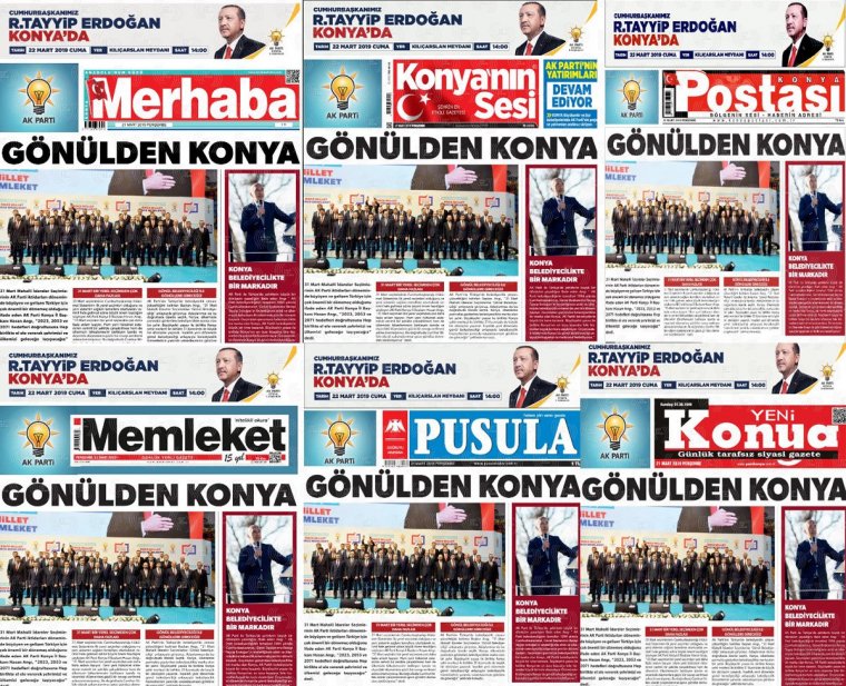Tek Tip Konya Gazeteleri Erdoğan'ı böyle Bastı