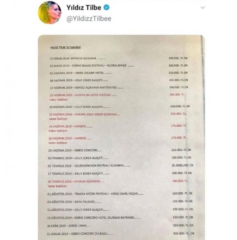Yıldız Tilbe, 8 aylık konser kazancını yanlışlıkla paylaştı