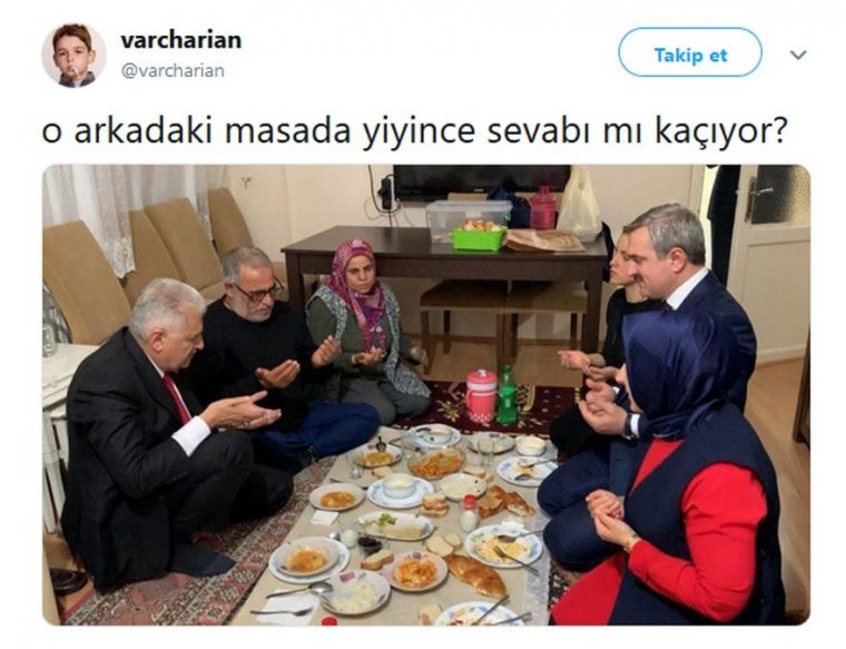 Masa varken yerde iftar açan Binali Yıldırım alay konusu oldu