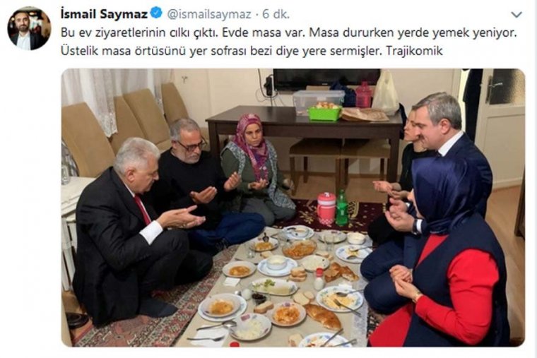 Masa varken yerde iftar açan Binali Yıldırım alay konusu oldu