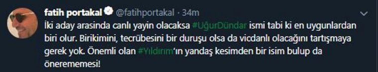 Binali Yıldırım Uğur Dündar olsun dedi: Türkiye kabullendi