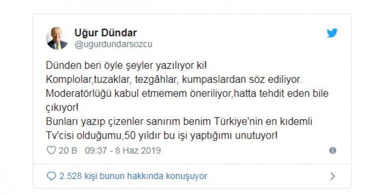 Uğur Dündar’a 'canlı yayına çıkma' tehdidi