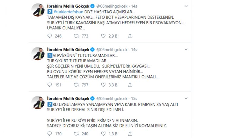 Melih Gökçek'ten 'Suriyelileri silahlandıralım' çağrısı