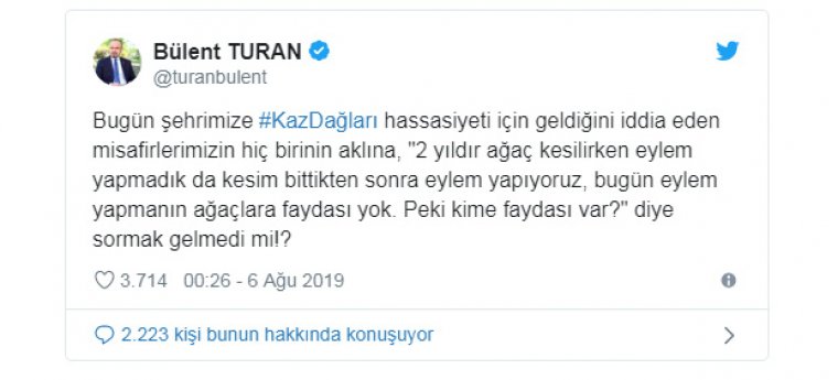 Çanakkale Milletvekili AKP'li Turan: Eylem yapmanın faydası olmaz