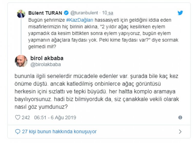 Çanakkale Milletvekili AKP'li Turan: Eylem yapmanın faydası olmaz