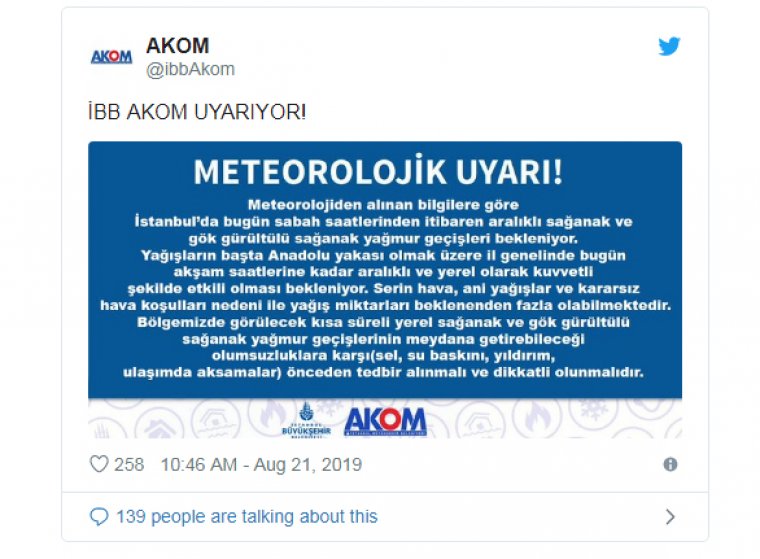 İBB AKOM'dan İstanbul sel su baskını uyarısı