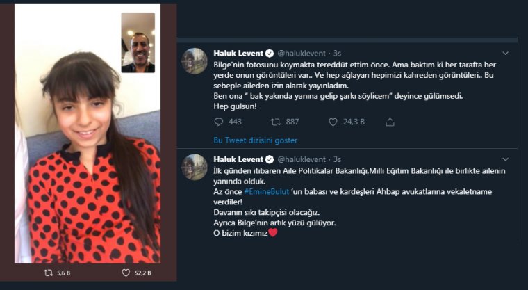 Haluk Levent, Emine Bulut’un kızı Bilge ile görüştü