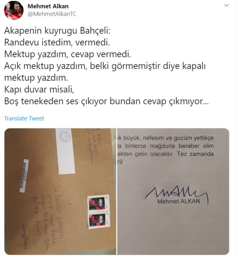 Yarbay Mehmet Alkan'dan Bahçeli’ye: Tez zamanda ölmeniz dileğiyle