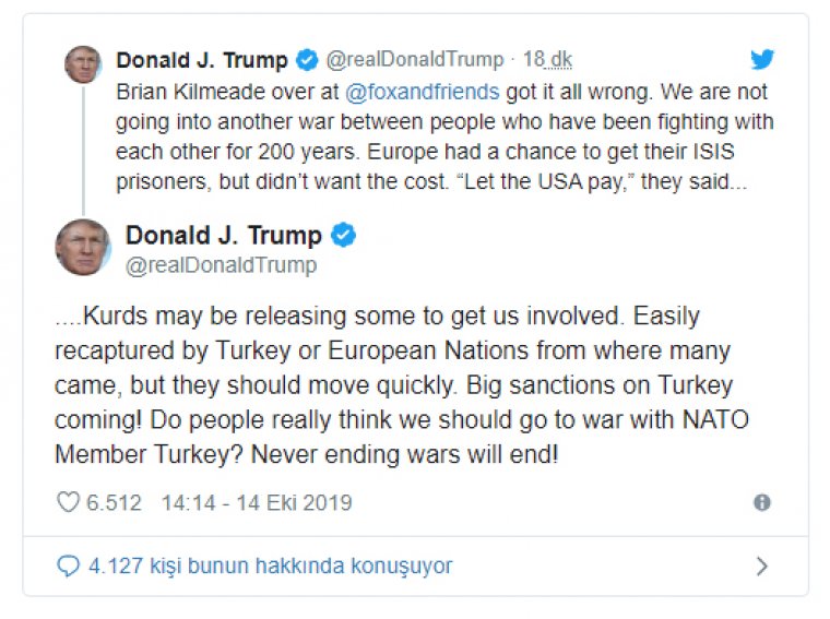 ABD Başkanı Trump: Türkiye'ye büyük yaptırımlar geliyor