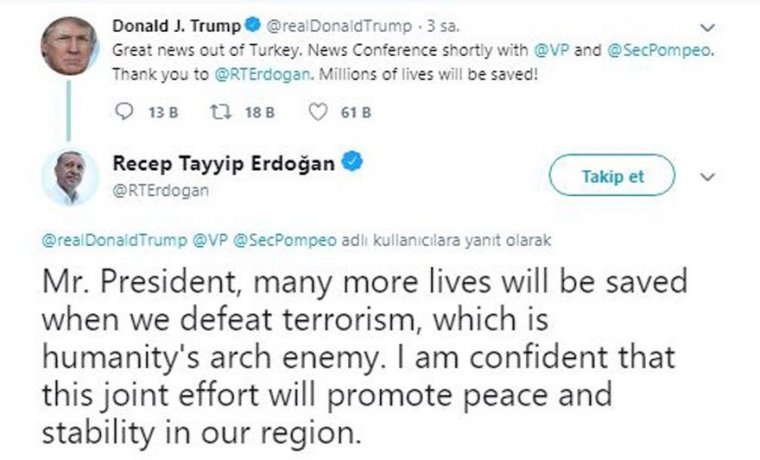 Erdoğan, ABD Başkanı Trump'a sosyal medyadan cevap verdi