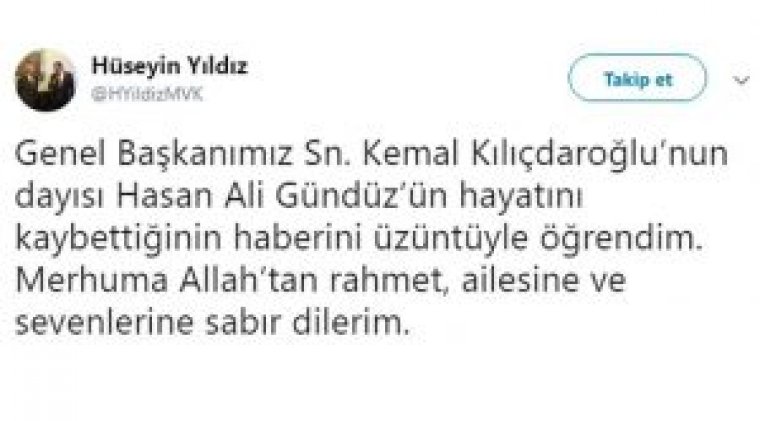 Kemal Kılıçdaroğlu’nun dayısı vefat etti