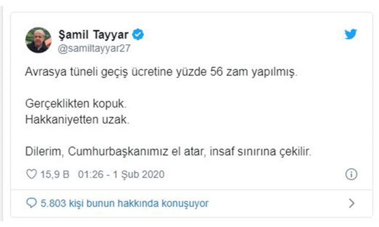 Avrasya Tüneli'ne yapılan rekor zamma AKP'de isyan etti