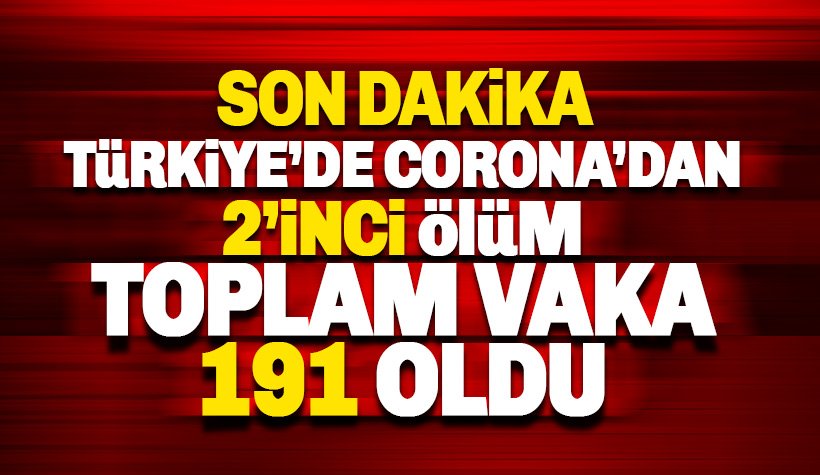 Türkiye'de Corona'dan ikinci vefat: VAKA SAYISI 191 oldu