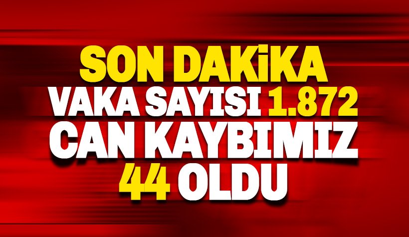 Türkiye'de can kaybımız 44 oldu, vaka sayısı 1872
