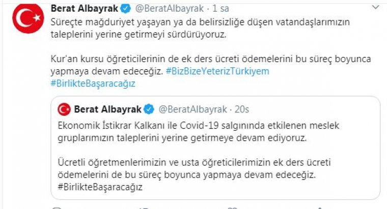 Albayrak: Kuran kursu eğiticilerine ek ders ödemesi yapılacak