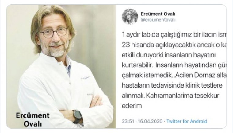 Prof. Dr. Ercüment Ovalı: Corona virüse karşı ilaç geliştirdik