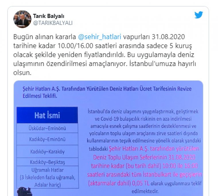İstanbul Şehir Hatları vapur ücreti 5 kuruşa indirildi