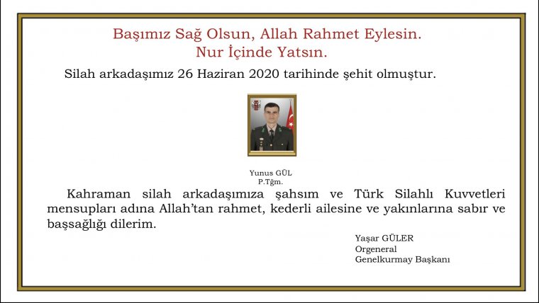 Son dakika: Piyade Teğmen Yunus Gül şehit oldu