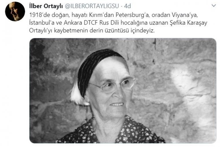 İlber Ortaylı'nın annesi Şefika Ortaylı vefat etti