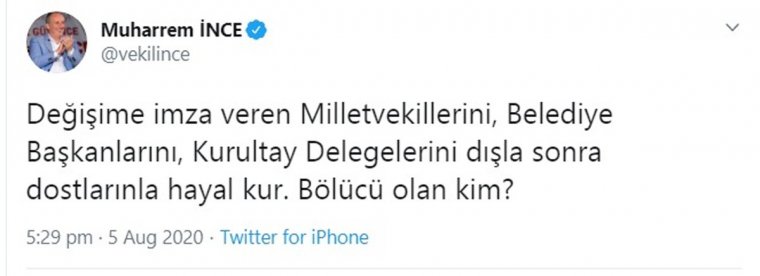 Muharrem İnce: Bölücü olan kim