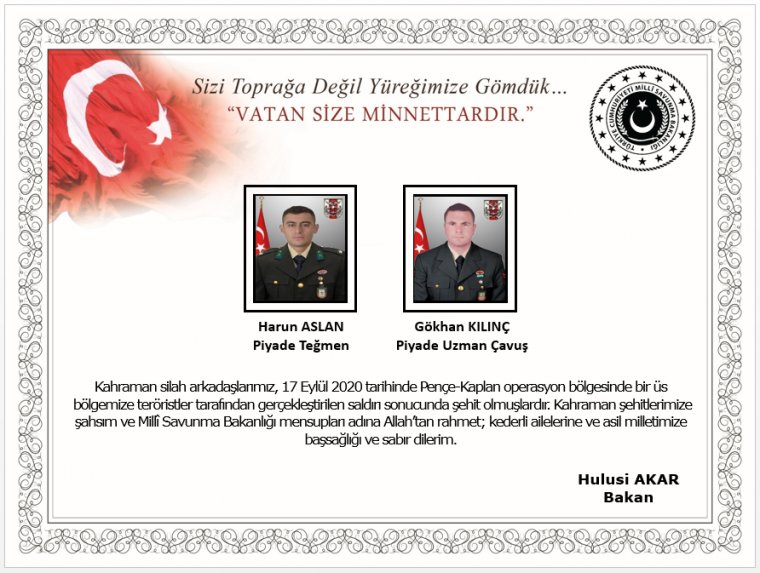 1 Teğmen ve 1 Uzman Çavuş şehit oldu, 1 asker ise yaralı