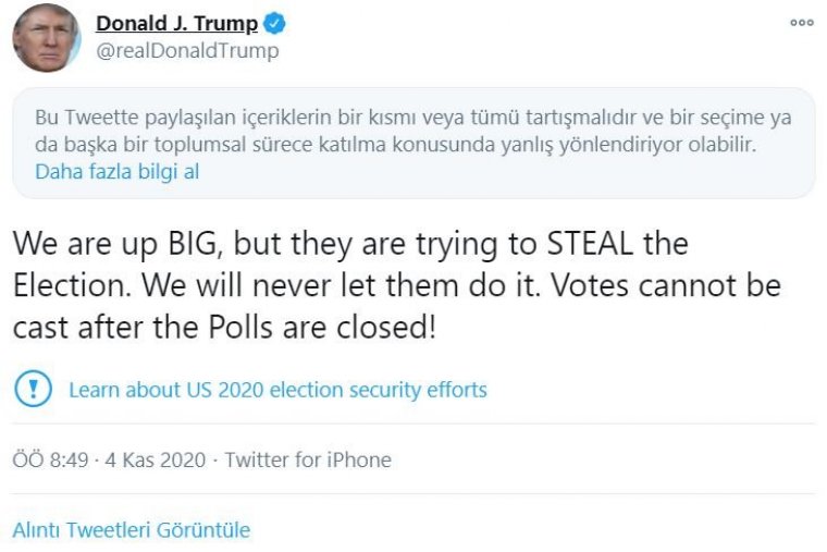 Trump: Seçimi Çalıyorlar