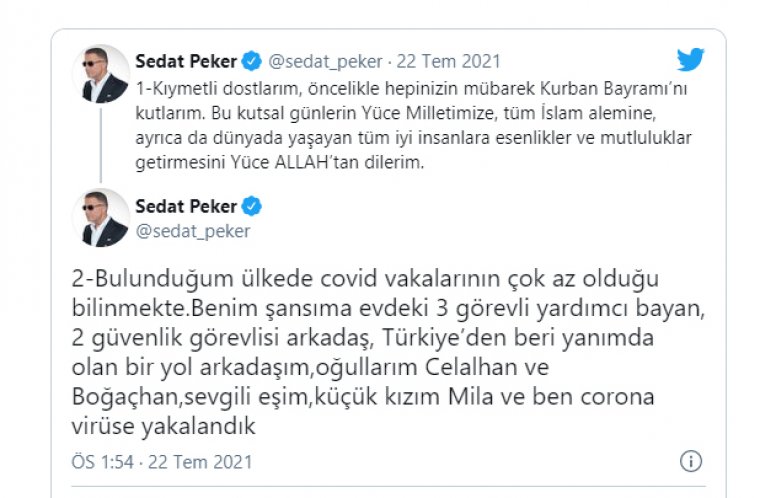 Sedat Peker ortaya çıktı