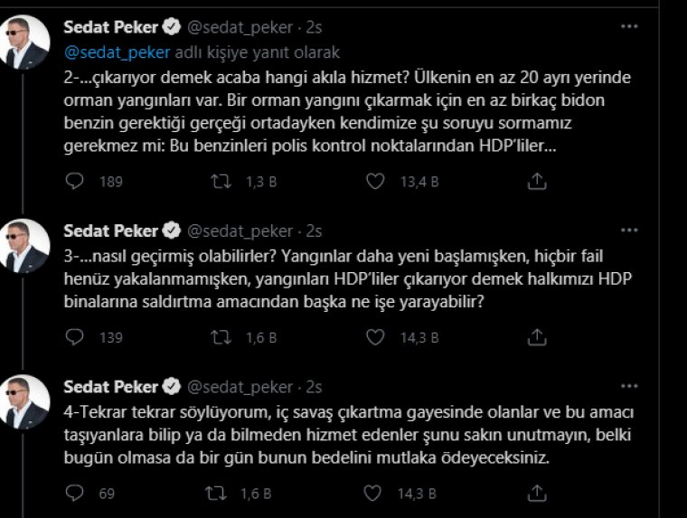 Sedat Peker ortaya çıktı: 'Yangınları HDP Çıkarıyor' demek...